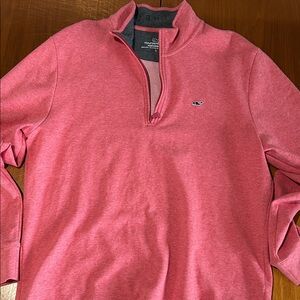 Vineyard Vines Coral Quarter-Zip Sweater